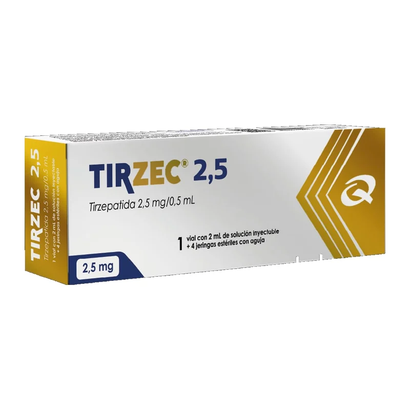 Caja de TIRZEC: un vial y cuatro jeringas